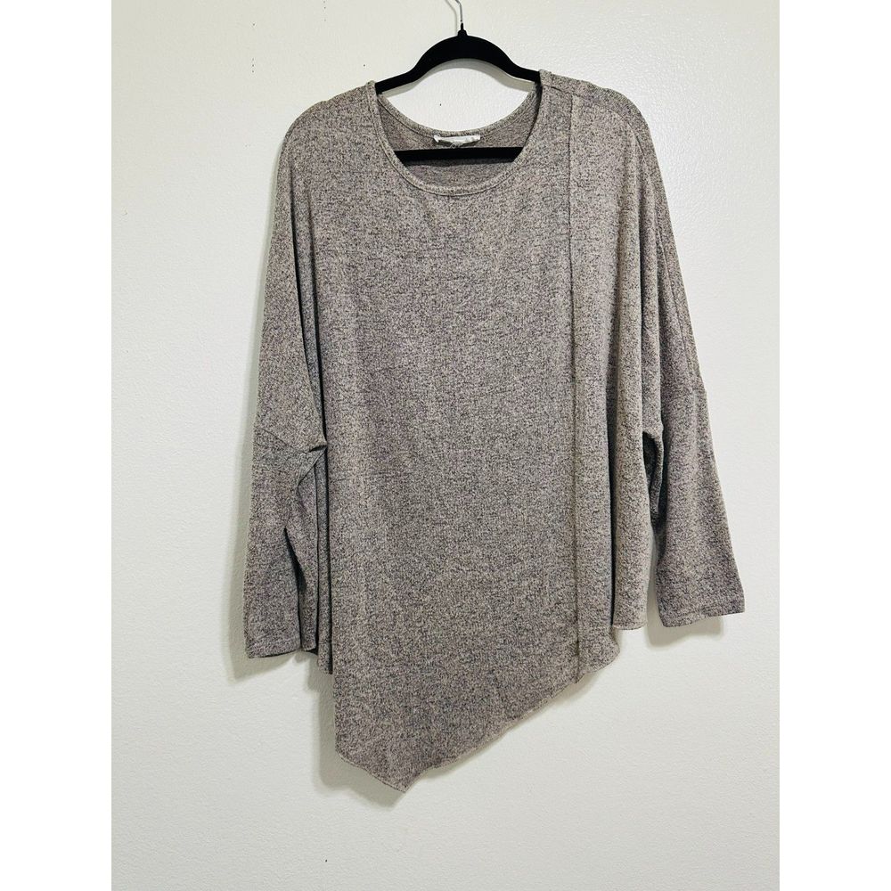 River & Vine Women's Asymmetrical Batwing Arm Marled Lightweight Sweater Size L